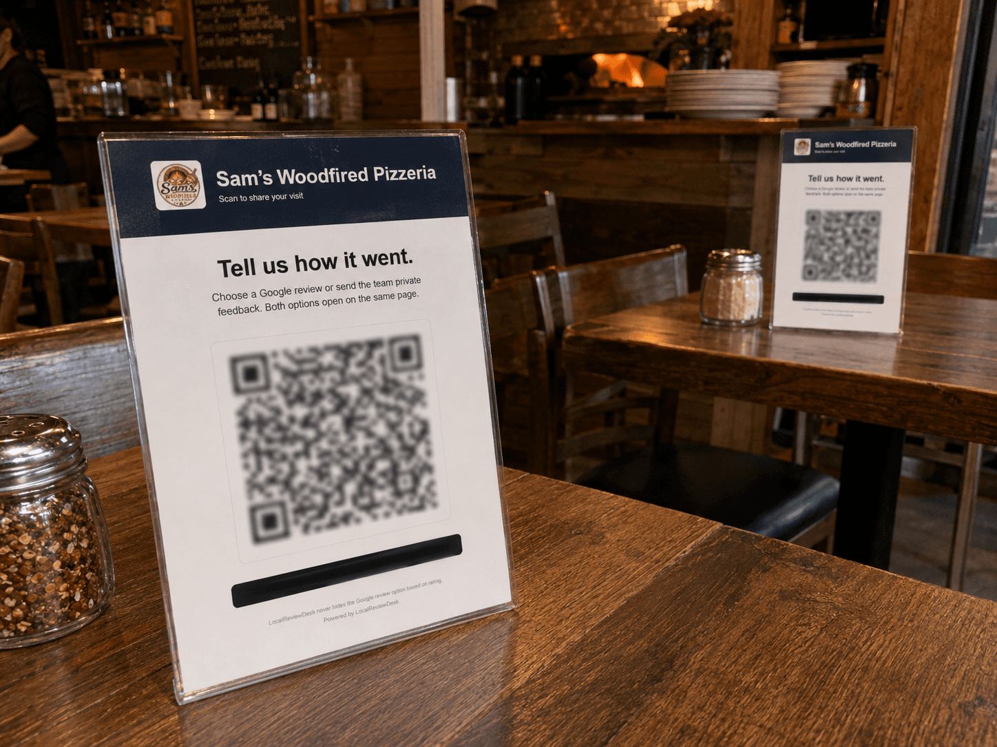 QR review code on table