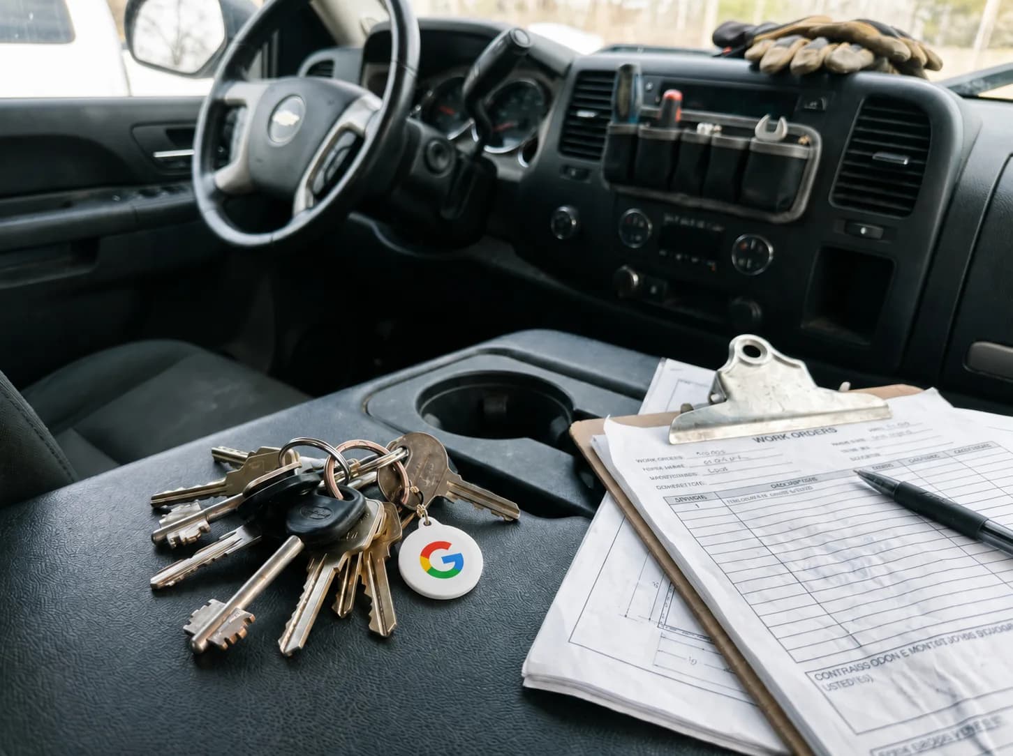 NFC review tag in a car for mobile service teams