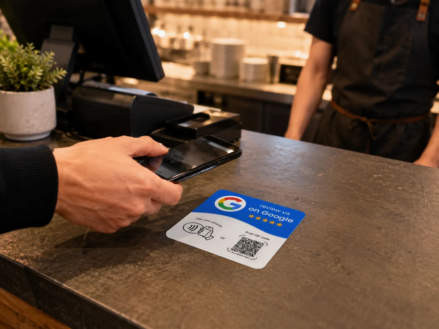 Customer scanning the QR code from a phone