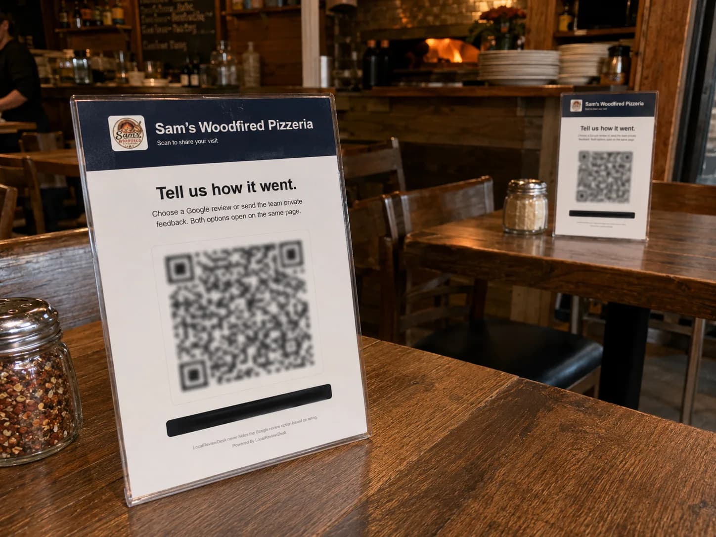 QR review code on table